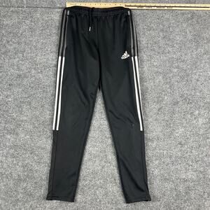 Adidas Track Pants Boys Size 13-14Y Black 3-Stripes Athletic Joggers Primegreen